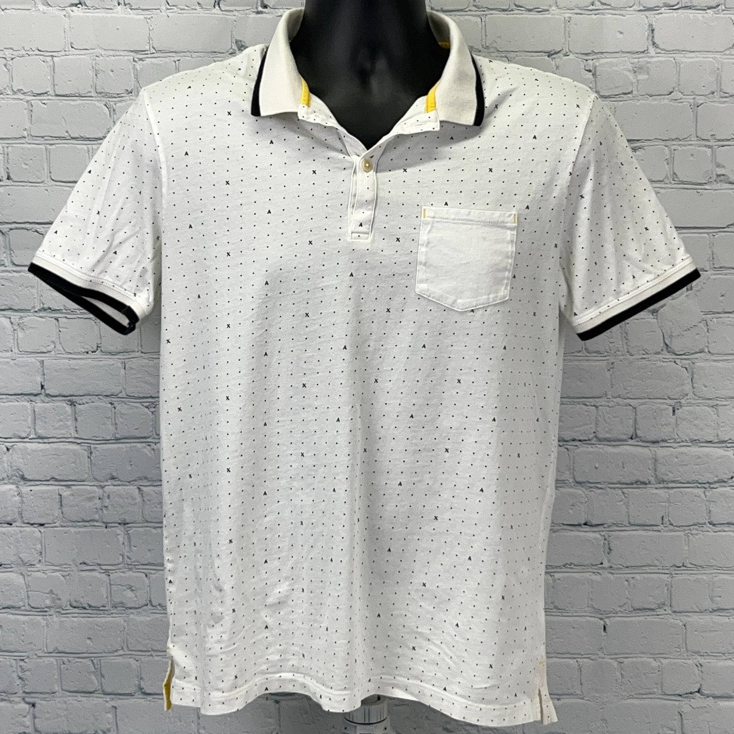 Armani Exchange Polo Shirt AX Spotted Polka Dot Pocket White Mens M Medium