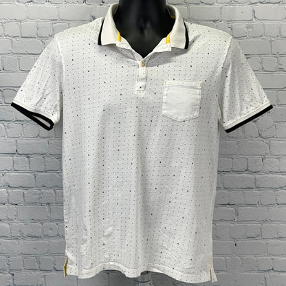 Armani Exchange Polo Shirt AX Spotted Polka Dot Pocket White Mens M Medium