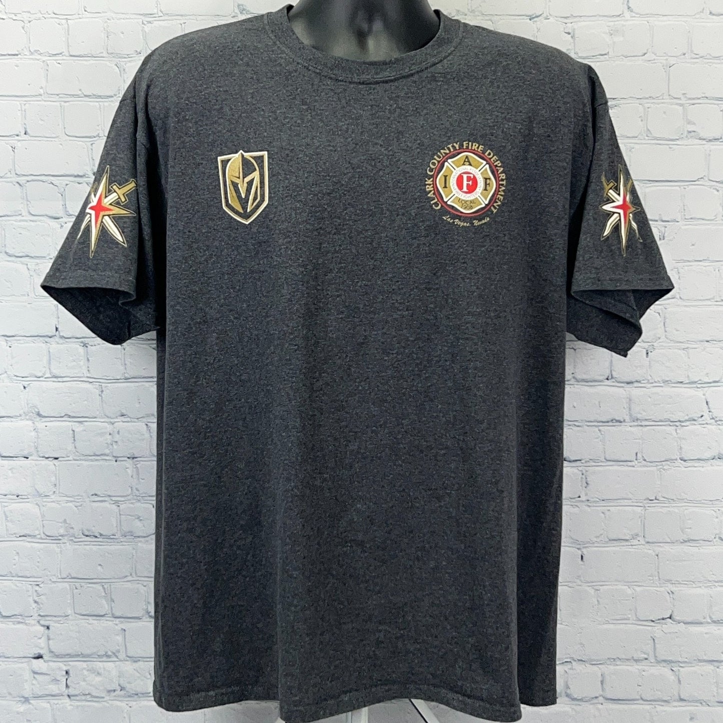 Las Vegas Golden Knights Clark County Fire Dept T Shirt Fireman Gray XL X-Large
