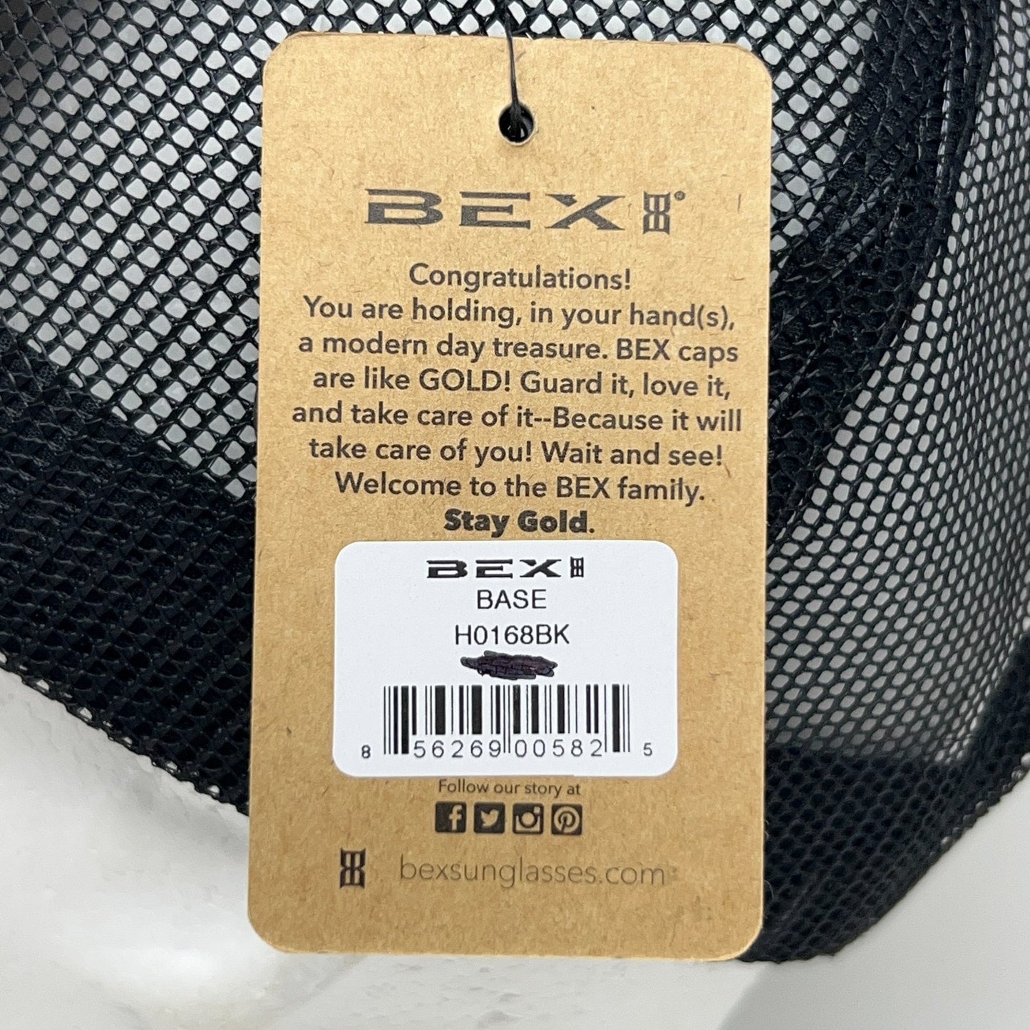 BEX Sunglasses Trucker Hat Baseball Cap Rope Corded 5 Panel Mesh Snapback Black