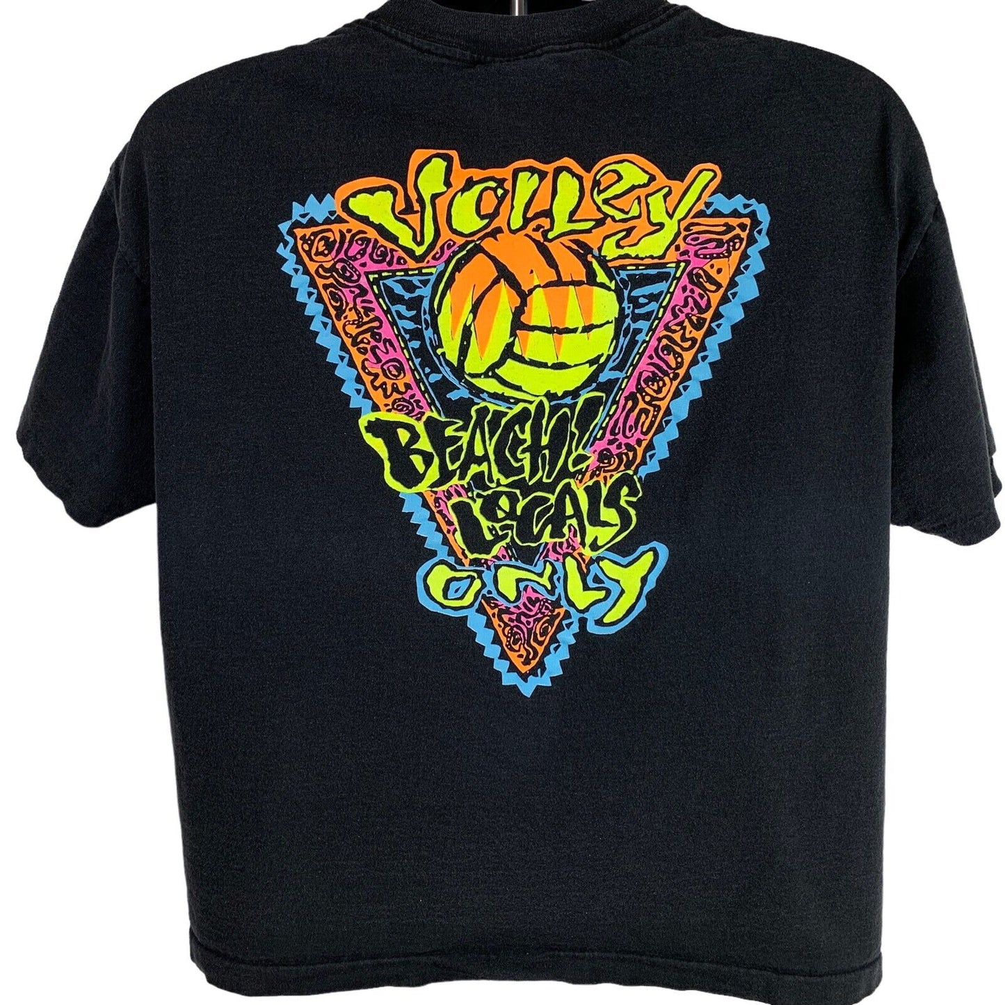 Camiseta vintage de voleibol de playa de los años 90, camiseta grande de Surf Gear, camiseta negra de una sola puntada