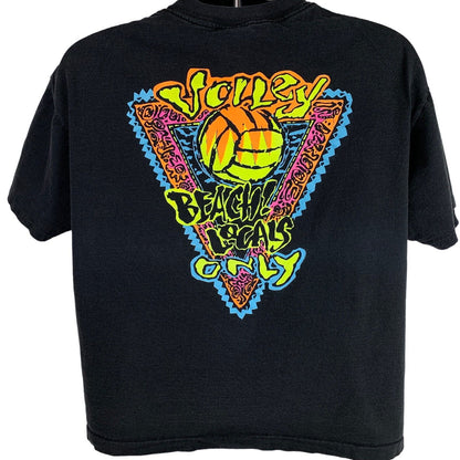 Beach Volleyball Vintage 90s T Shirt Large Surf Gear Black Single Stitch Tee