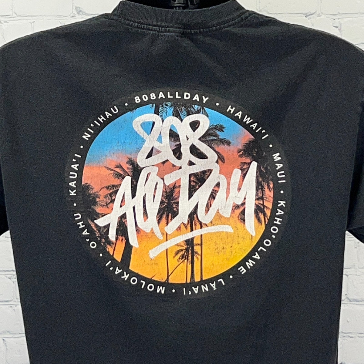 808 All Day T Shirt L Large Black Surfer Surfing Surfboarding Hawaii Hawaiian