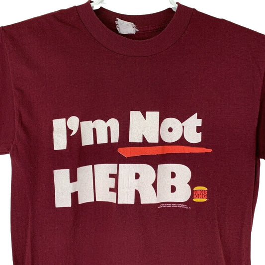 Camiseta vintage de Burger King I'm Not Herb, años 80, concurso Where's Herb, para hombre, color rojo