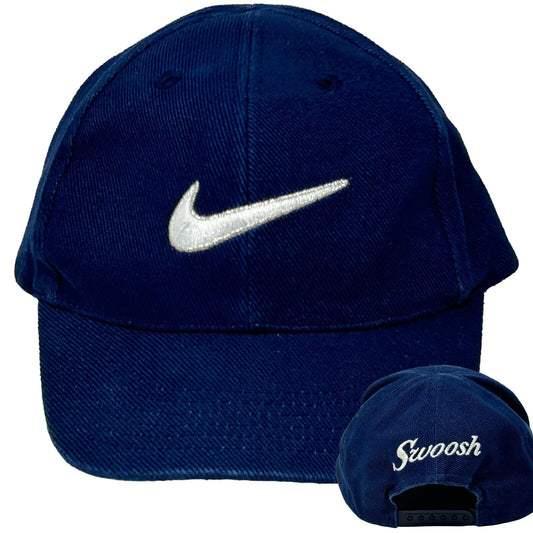 Nike Swoosh Logo Vintage 90s Toddler Hat Blue Kids Boys Snapback Baseball Cap