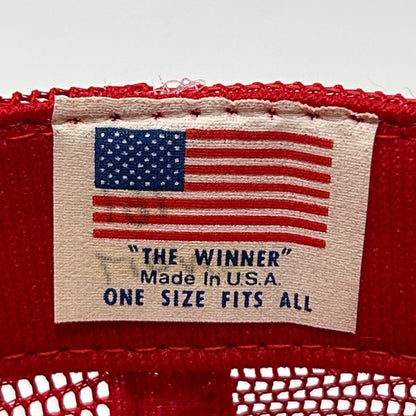 Vintage Deer River Lions Club Wild Rice Run Trucker Hat Cap Red 80s Snapback USA