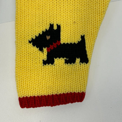 Suéter tipo cárdigan vintage para niña con diseño de perro escocés, pequeño, a cuadros, terrier escocés, años 80, rojo