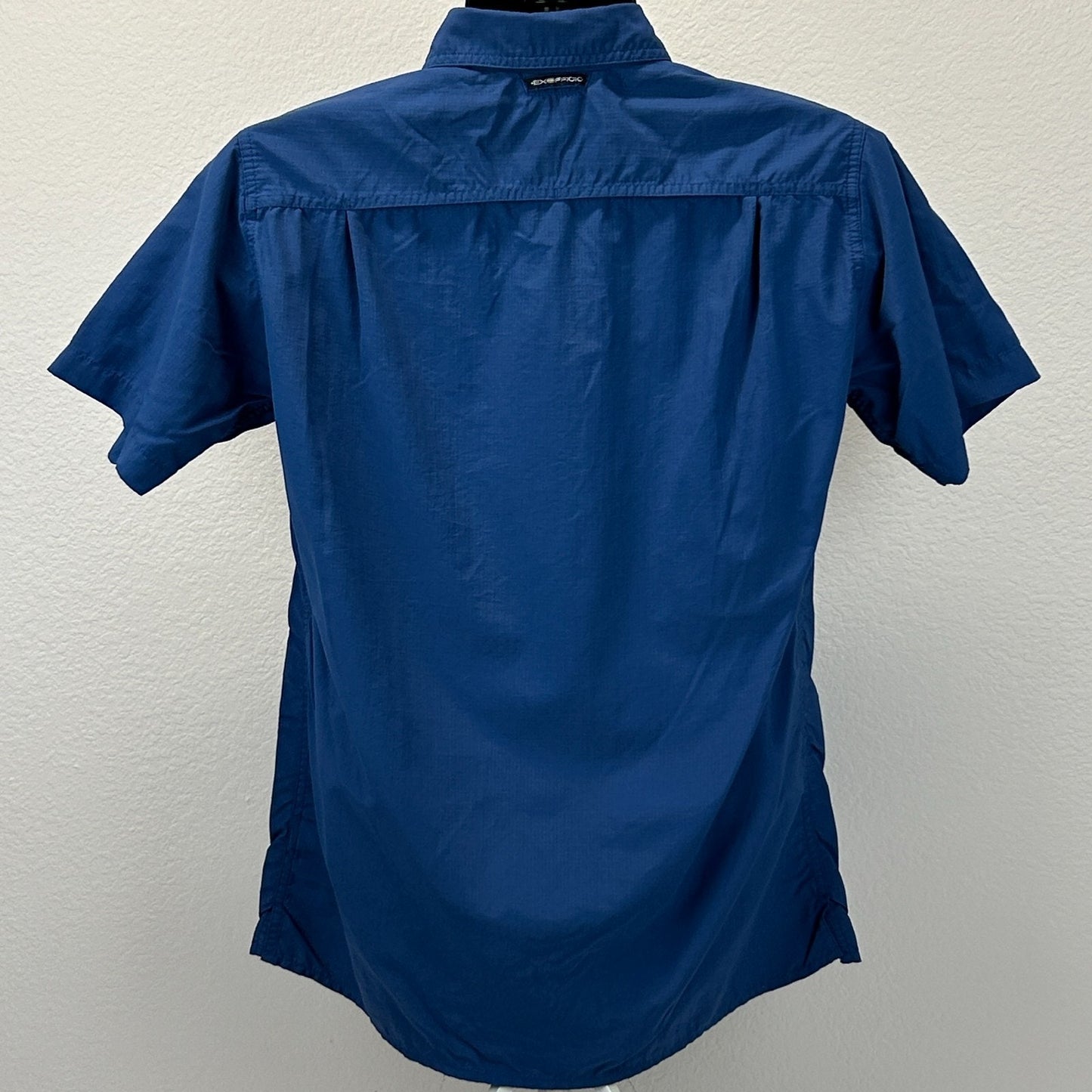ExOfficio Button Front Shirt Hiking Hiker Fisherman Fishing Vented Blue S Small