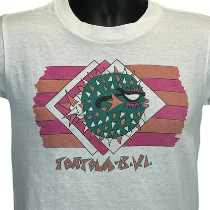 Camiseta vintage Tortola BVI para hombre, talla extra pequeña, Islas Vírgenes Británicas, camiseta de los años 90, color blanco