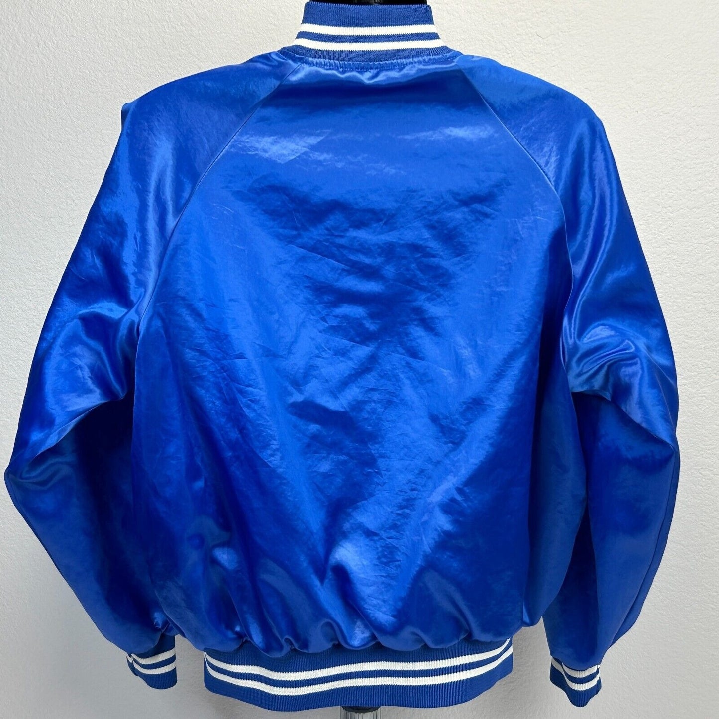 Chaqueta de satén vintage de campeones de balonmano del estado de Illinois para hombre, talla extragrande, azul, IHA, años 90