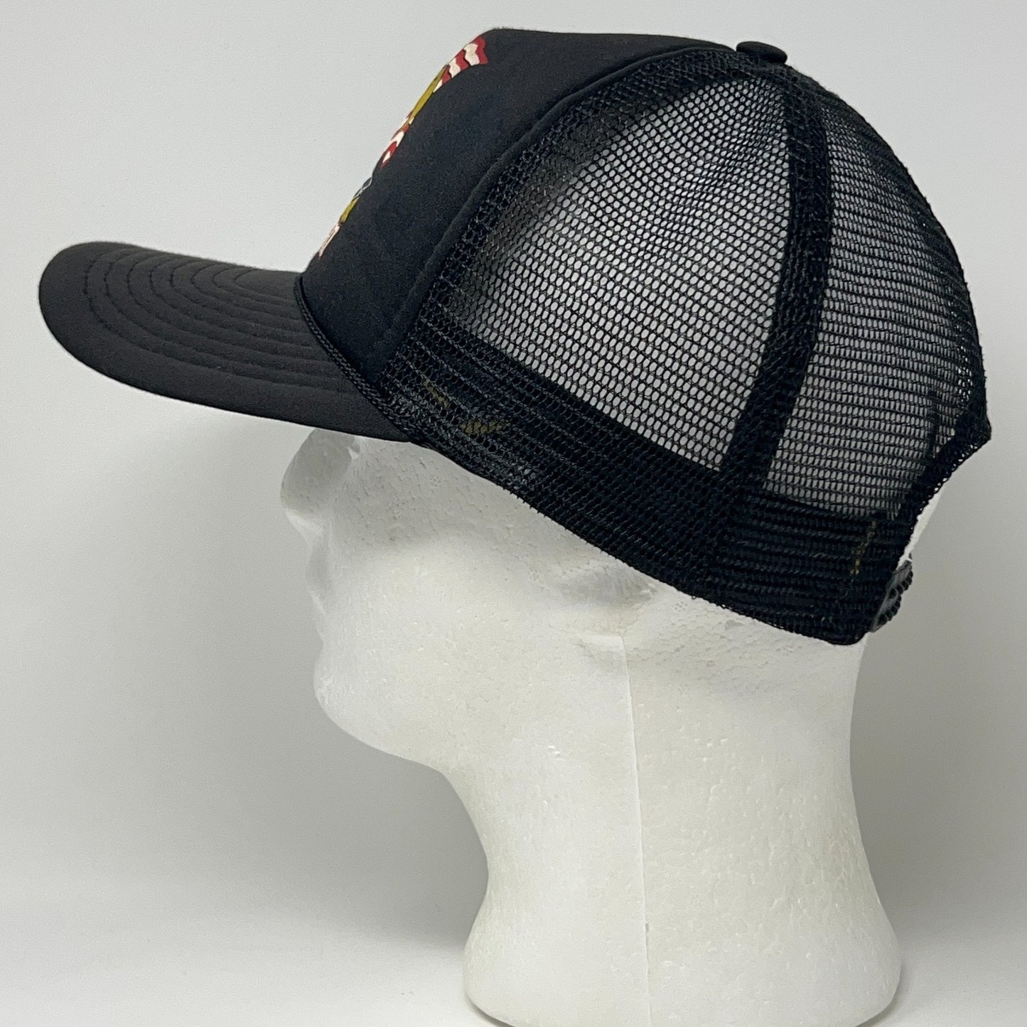 Vintage 80s Harley Davidson Trucker Hat Baseball Cap Eagle Flag Snapback Black