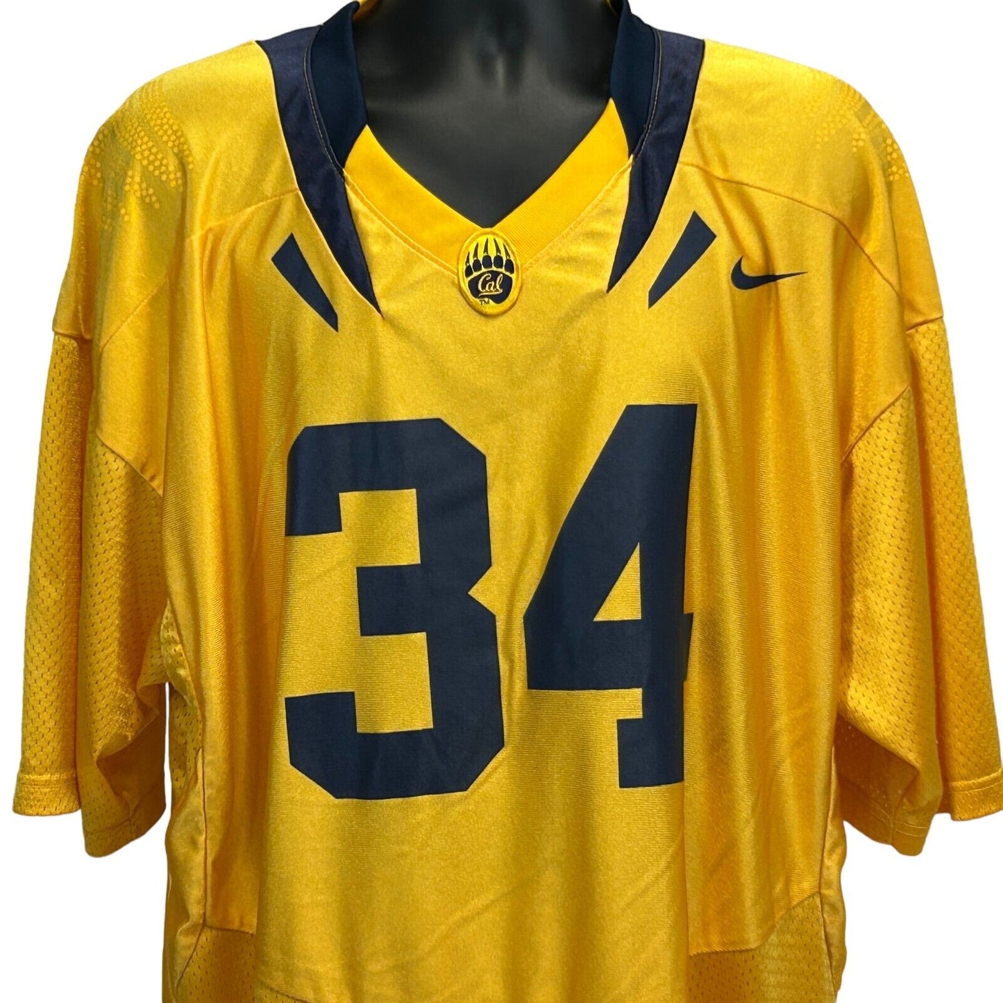 Camiseta de fútbol de California Golden Bears 34 XXL 2XL Universidad Nike para hombre Amarillo