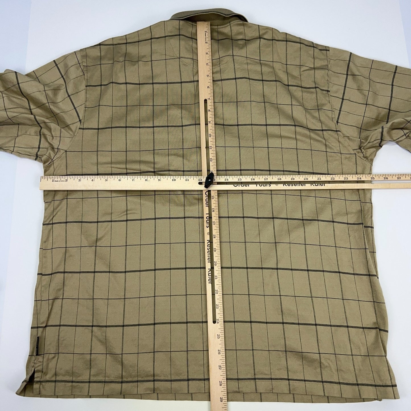 Donald J Trump Signature Collection Golf Polo Shirt Beige Check Mens XL X-Large
