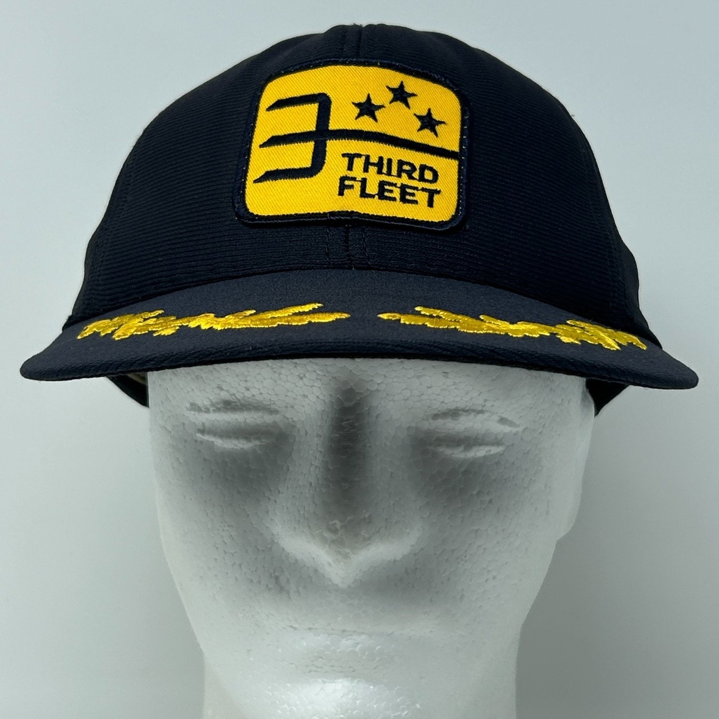 Vintage 80s Commander US Third Fleet Hat Baseball Cap USN Navy USA Snapback Blue