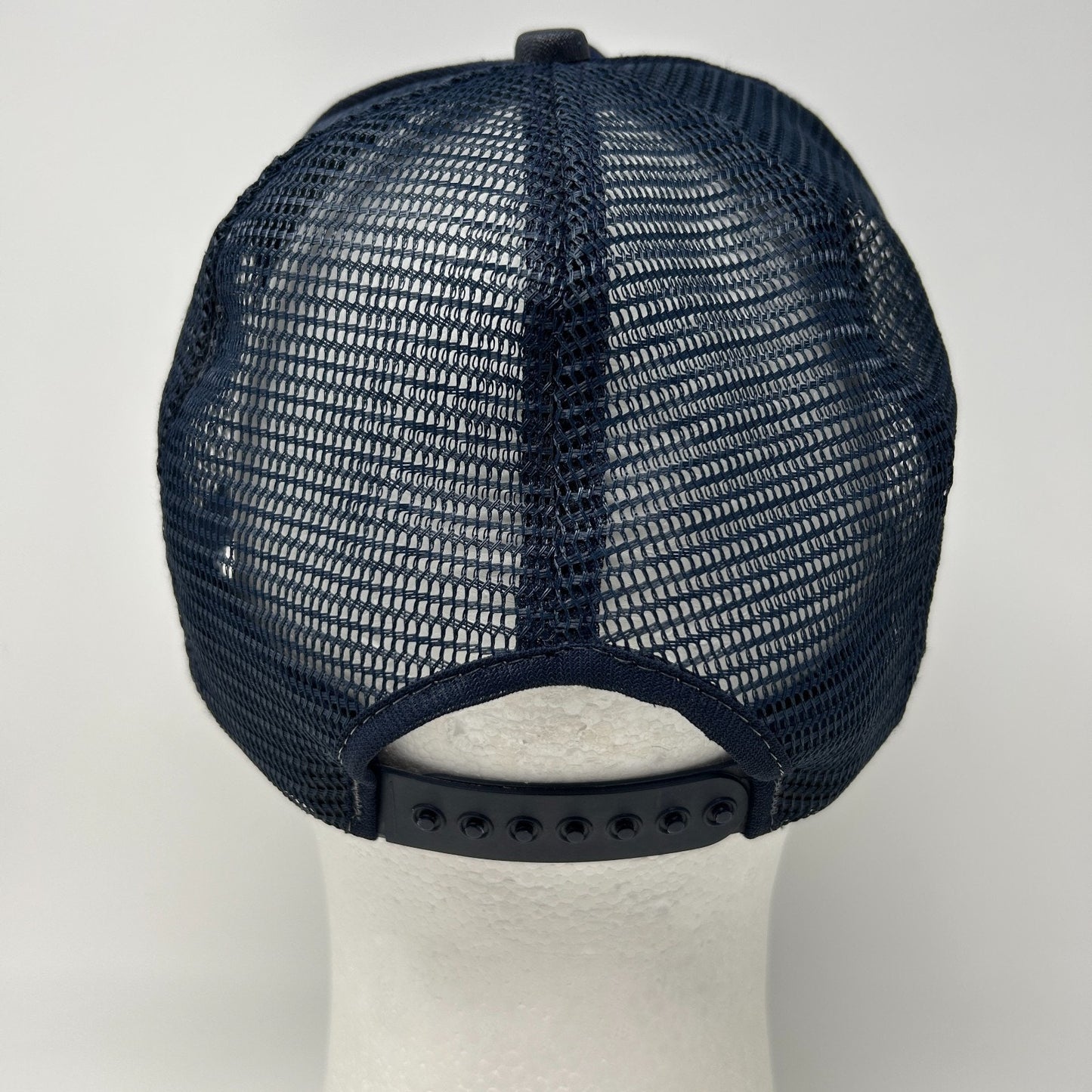Vintage 90s FMMS Trucker Hat Baseball Cap Made In USA Mesh Snapback Navy Blue