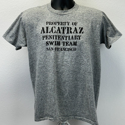 Vintage Alcatraz Swim Team T Shirt Mens L Large Gray 80s Penitentiary Prison
