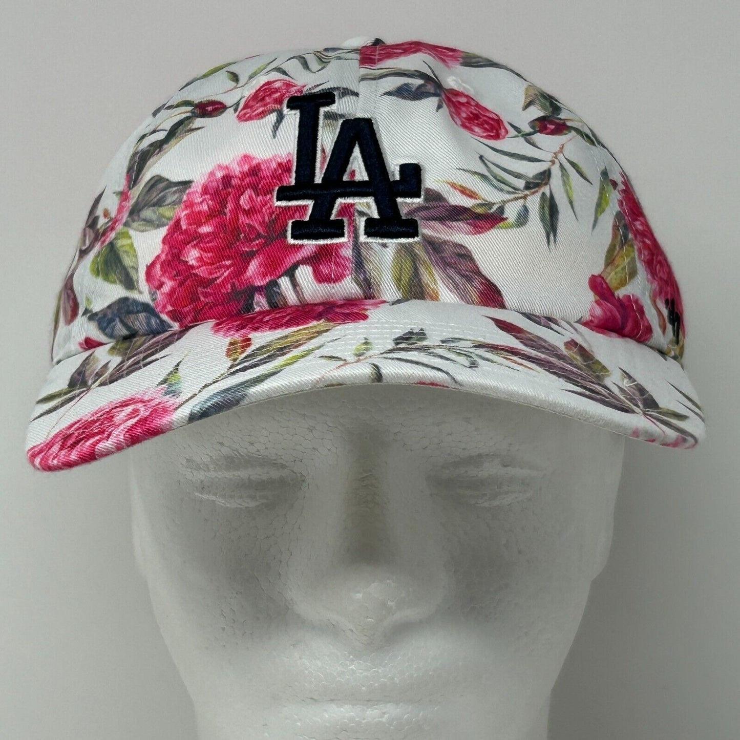 Gorra de béisbol para mujer de Los Angeles LA Dodgers con flores florales 47 Brand MLB blanca