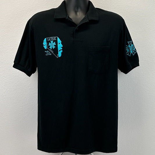 Vintage 90s IATSE Local 363 Nevada Polo Shirt Stagehand Union USA Black M Medium - Neon Vintage