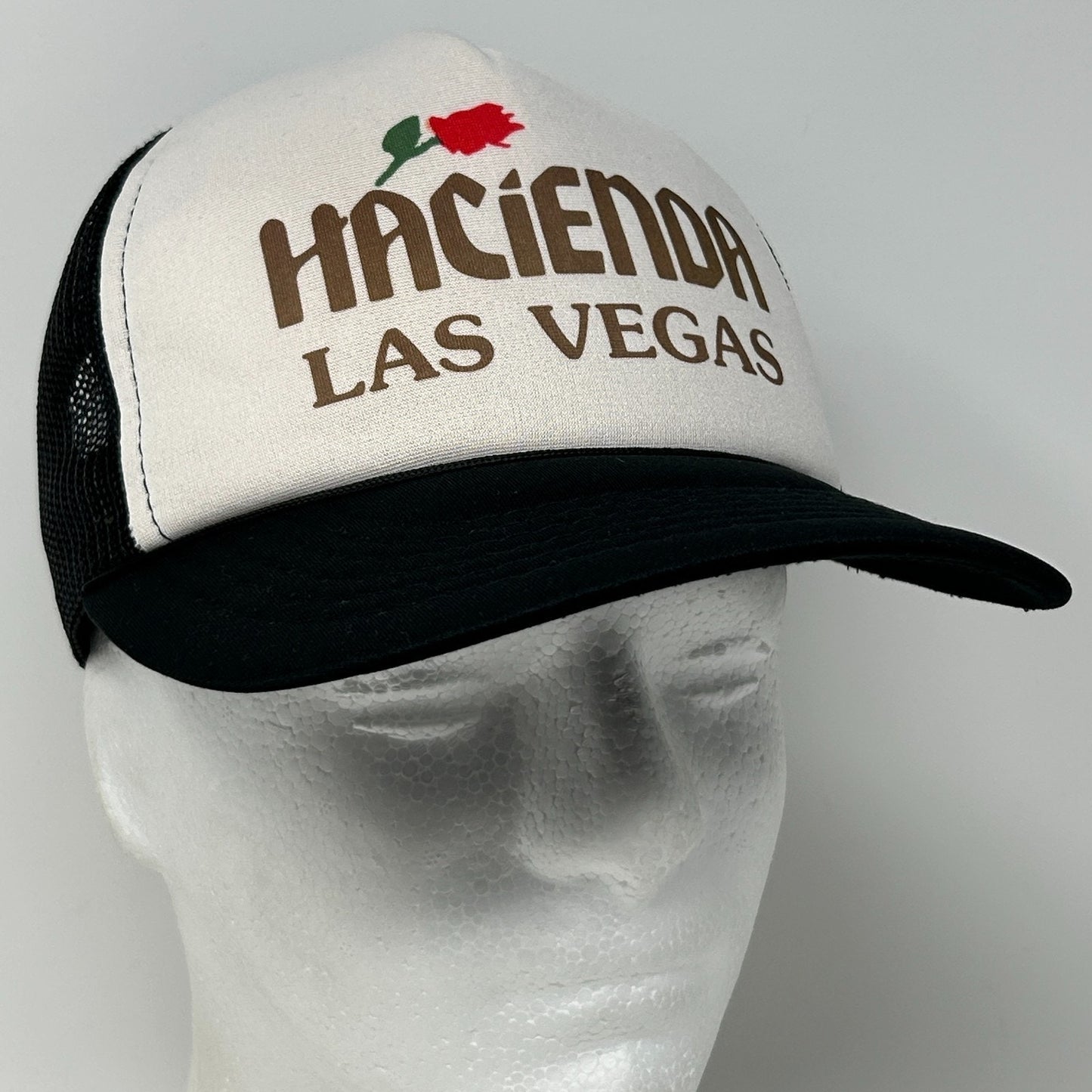 Vintage 80s Hacienda Casino Trucker Hat Cap Las Vegas Gambling Snapback Black - Neon Vintage