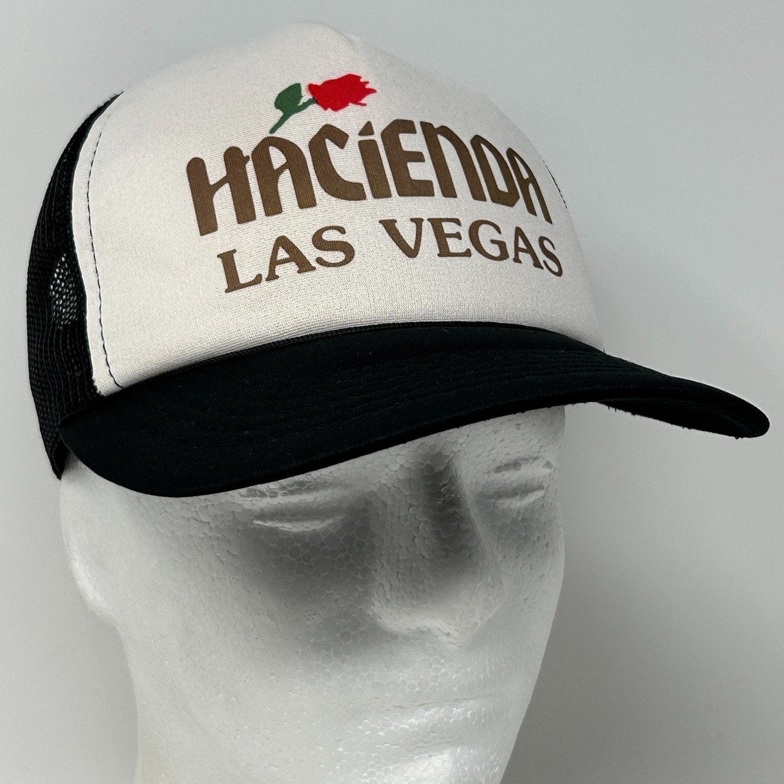 Vintage 80s Hacienda Casino Trucker Hat Cap Las Vegas Gambling Snapback Black - Neon Vintage