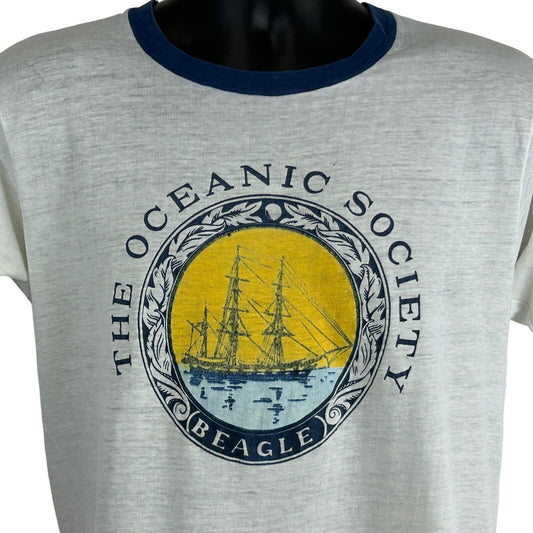 The Oceanic Society HMS Beagle Vintage 70s T Shirt Medium Charles Darwin Tee