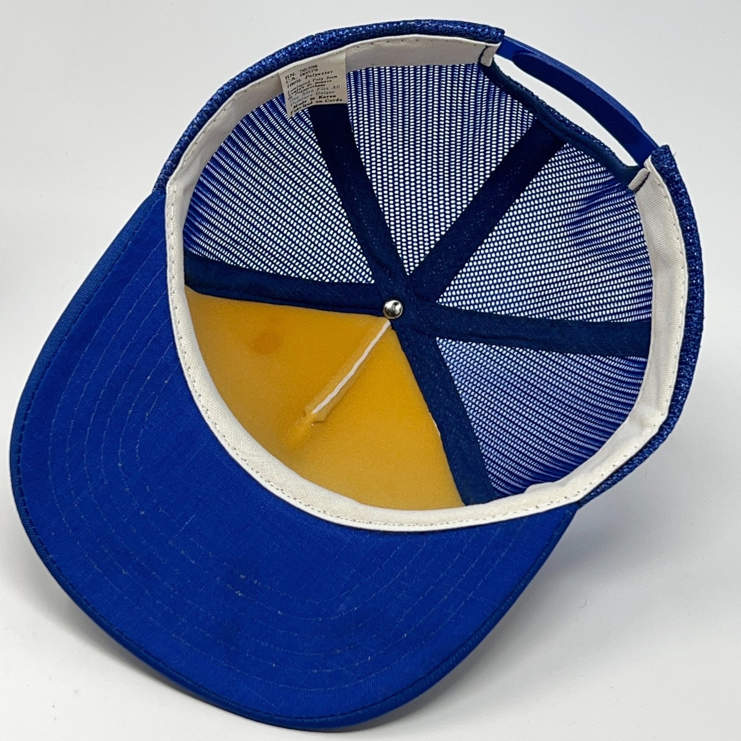 Vintage 80s Concrete Breaking Trucker Hat Baseball Cap Mesh Snapback Blue