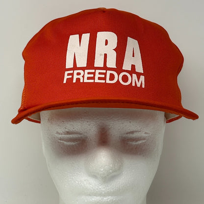 Vintage NRA Freedom Trucker Hat Baseball Cap National Rifle Association Orange