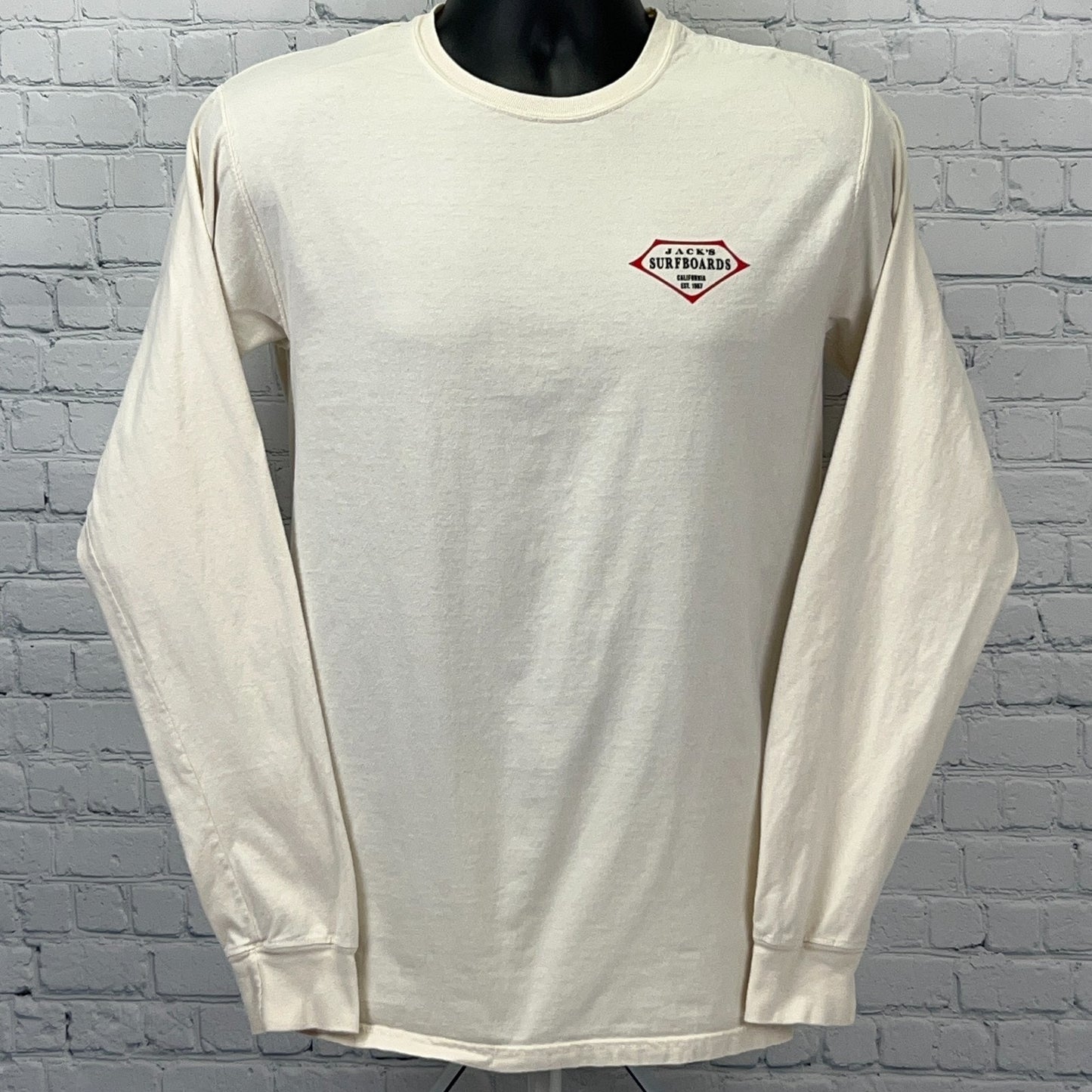 Jacks Surfboards T Shirt S Small Ivory Long Sleeve Surfer Surfing Surfboarding