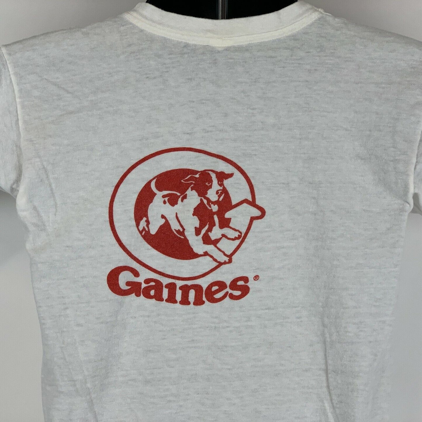 Paws For Gaines Burgers Dog Food Vintage 70s T Shirt Small Canine USA Mens White