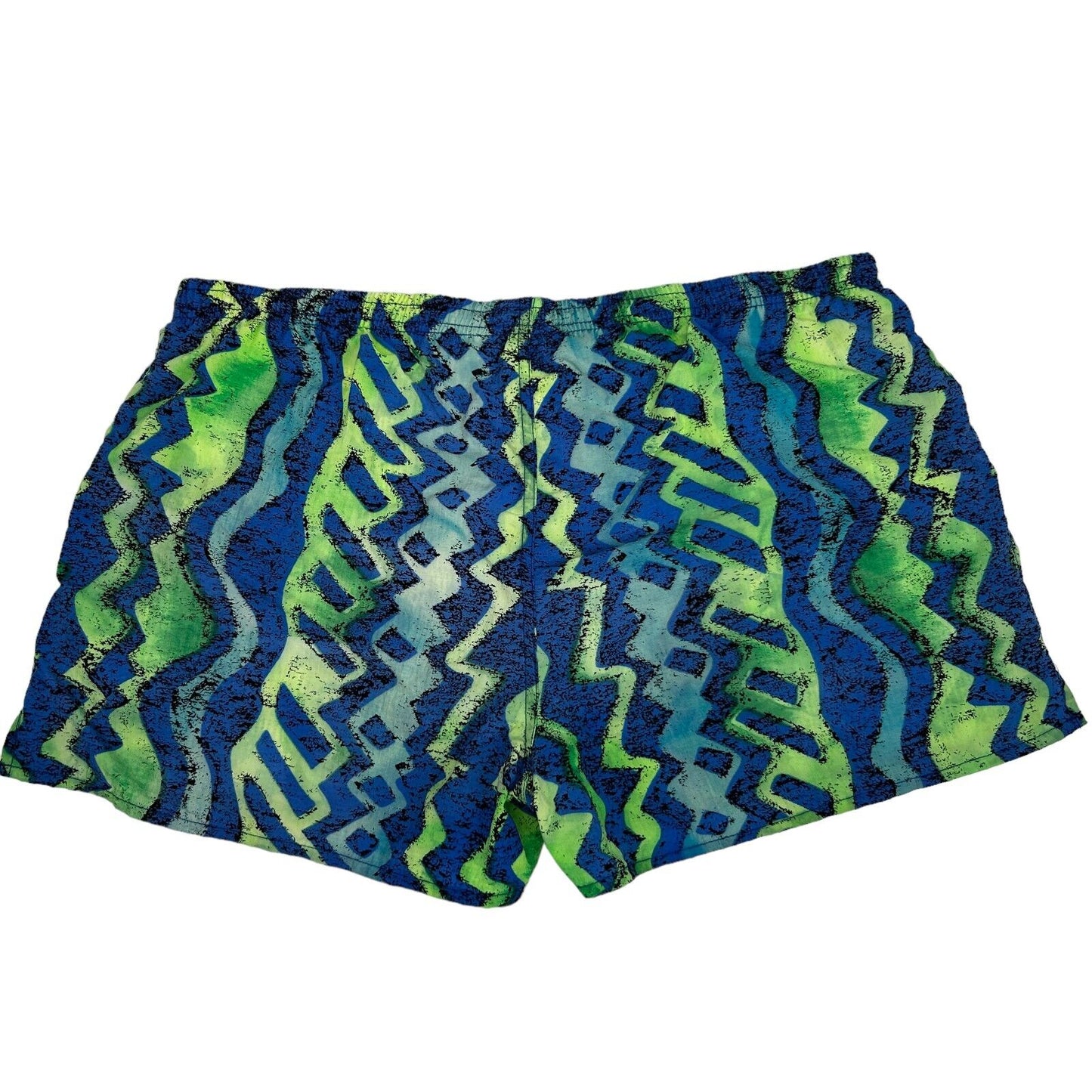 Sideline Sports Vintage 90s Swim Trunks Shorts Blue Green Lined Drawstring 2XL