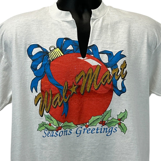 Vintage Walmart Seasons Greetings T Shirt Mens XL X-Large White 90s Christmas