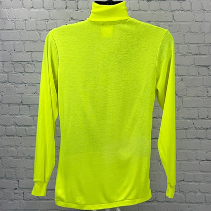 Vintage 90s Medalist Turtleneck T Shirt S Small Fluorescent Neon Yellow LS Ski