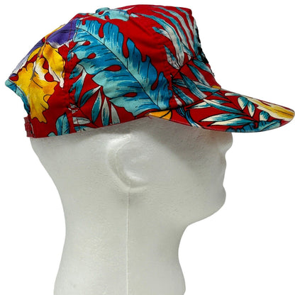 Gorra de béisbol hawaiana roja con estampado floral de K-Products de Jose Cuervo Tequila de los años 90