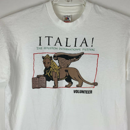 Camiseta vintage del festival internacional de Houston para hombre, talla grande, italiana, Italia, color blanco