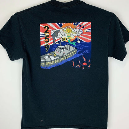 US Navy DIV 259 C13 USS Marvin Shields T Shirt Mens Medium Frigate Warship Black