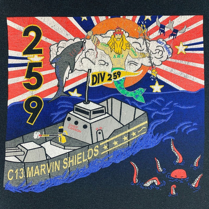 US Navy DIV 259 C13 USS Marvin Shields T Shirt Mens Medium Frigate Warship Black