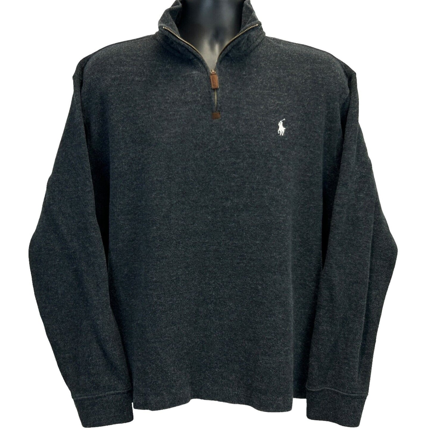 Polo Ralph Lauren 1/4 Quarter Zip Sweater X-Large Cotton Long Sleeve Mens Black