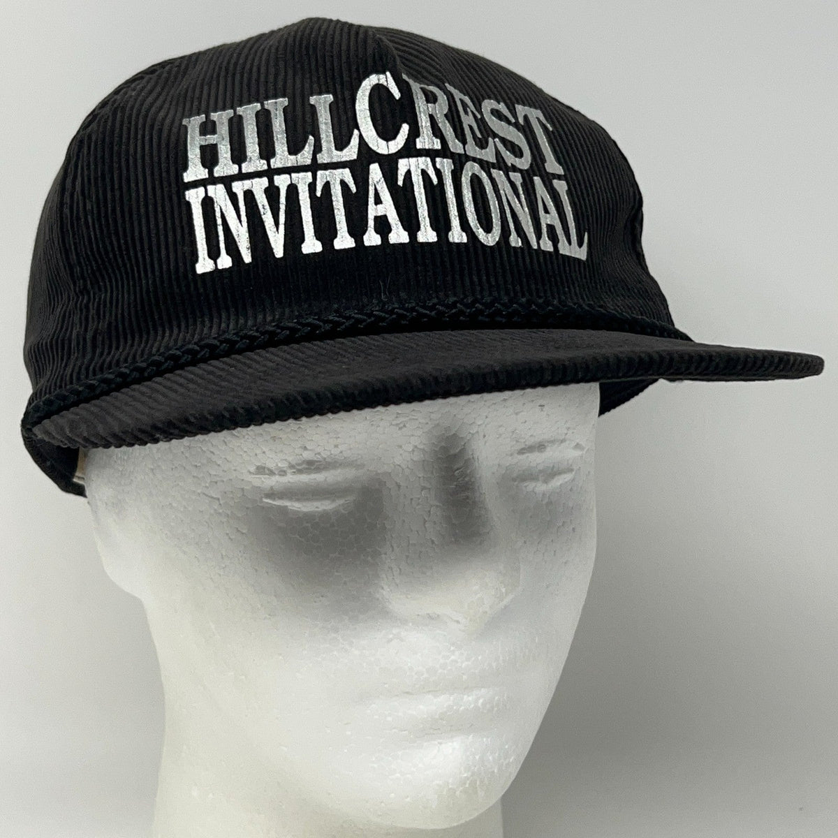 Vintage Hillcrest Invitational Black Corduroy Rope Snapback Baseball Hat Cap