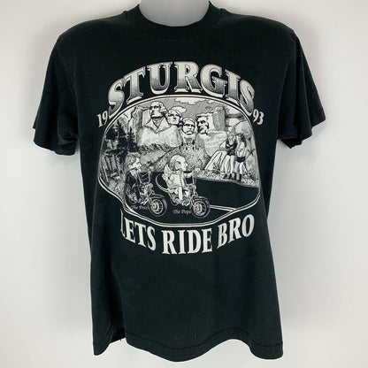 Sturgis President Clinton Pope Vintage T Shirt Medium 90s Motorcycle Mens Black