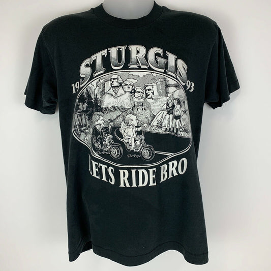 Vintage 90s Sturgis President Clinton Pope T Shirt Mens Medium Black Motorcycle - Neon Vintage
