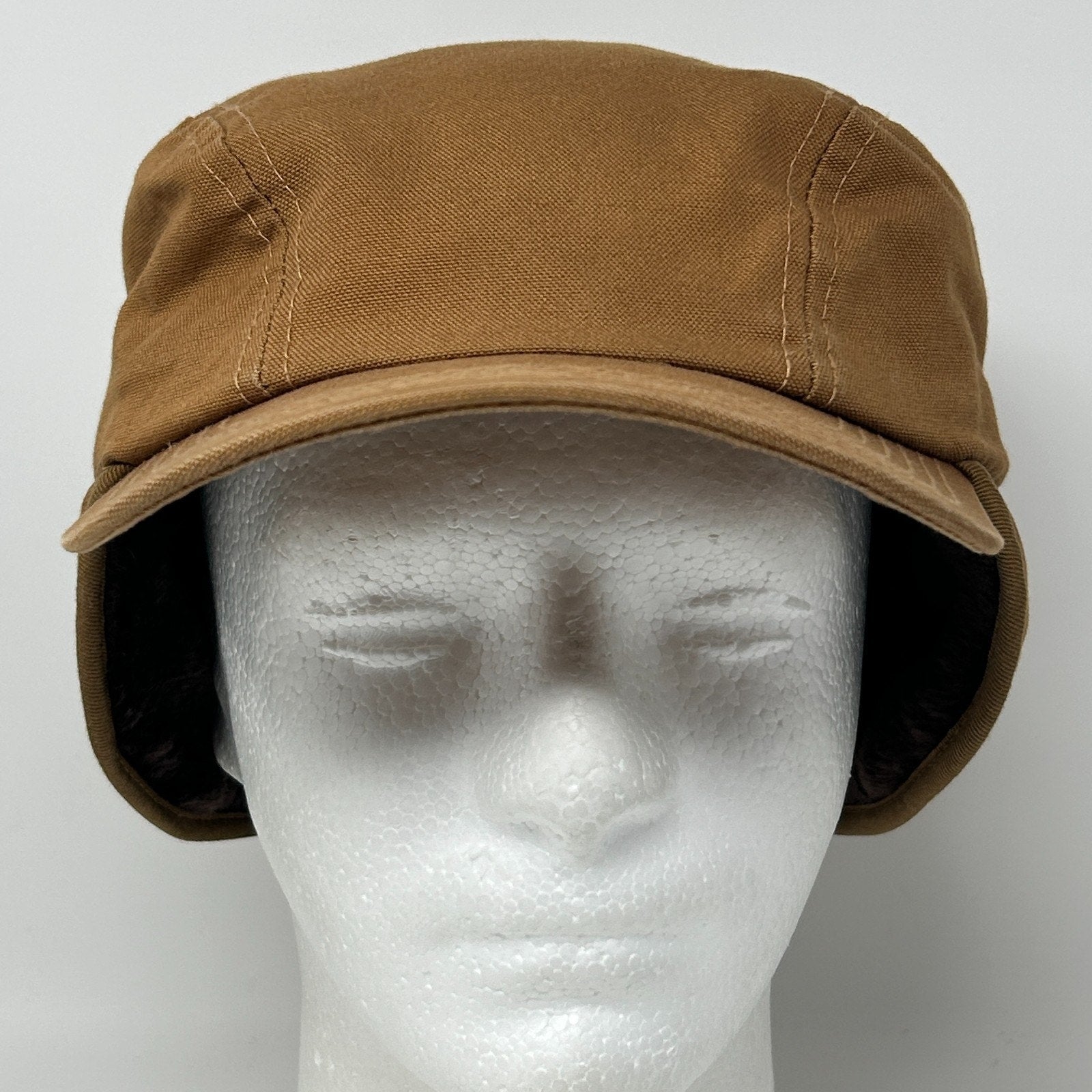 Broner Canvas Trapper Hat Baseball Cap Hunter Hunting Ear Flap Brown L Large - Neon Vintage