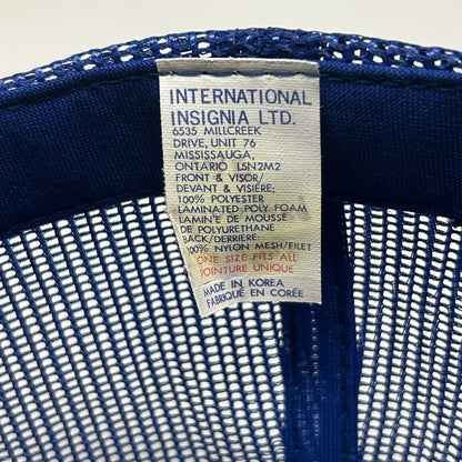 Vintage 80s Winnipeg Canada Trucker Hat Baseball Cap Canadian Blue Mesh Snapback