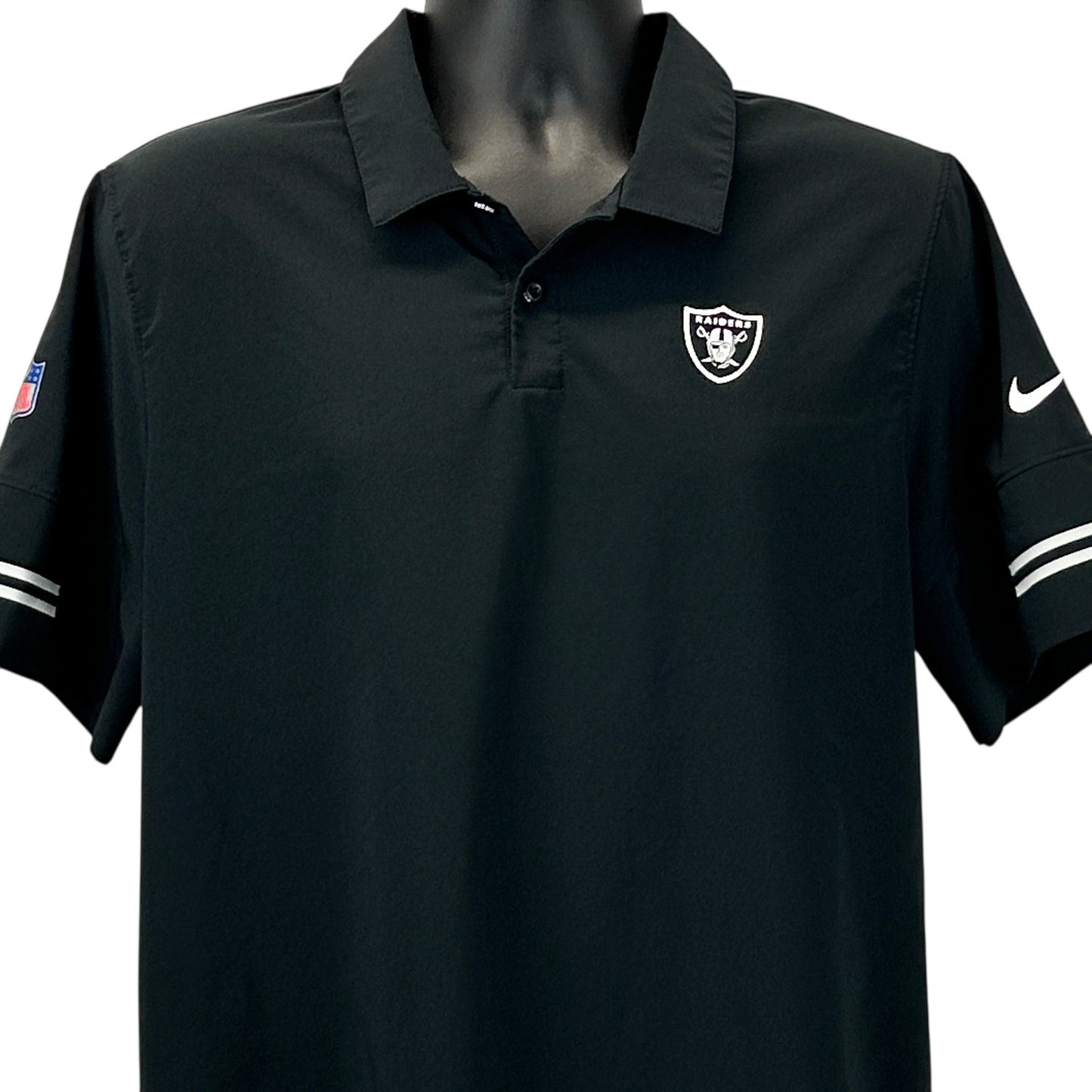 Las Vegas Raiders Polo Shirt Black NFL On Field Short Sleeve Nike Dri Fit Large