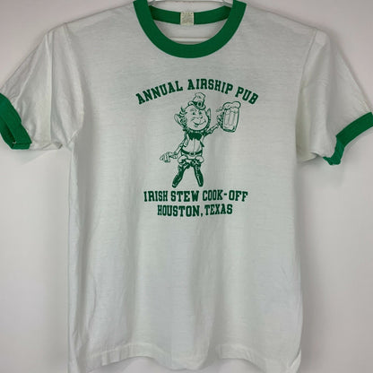 Airship Pub Houston Vintage 80s T Shirt Medium Irish St Patricks Day Mens White