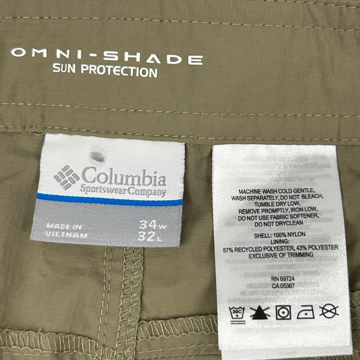 Columbia Silver Ridge Convertible Cargo Pants AM8004 Tan Khaki Beige Mens 34x32