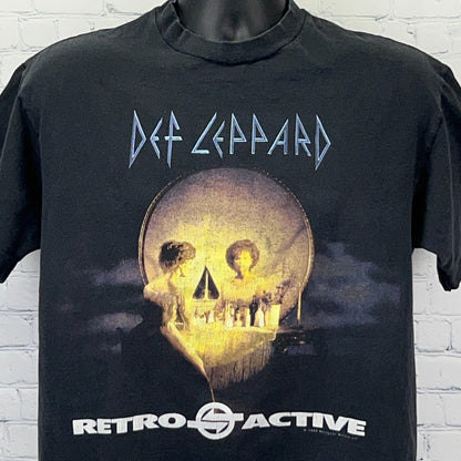 Vintage 90s Def Leppard Retro Active 1993 Skull Band Tee Single Stitch L Large