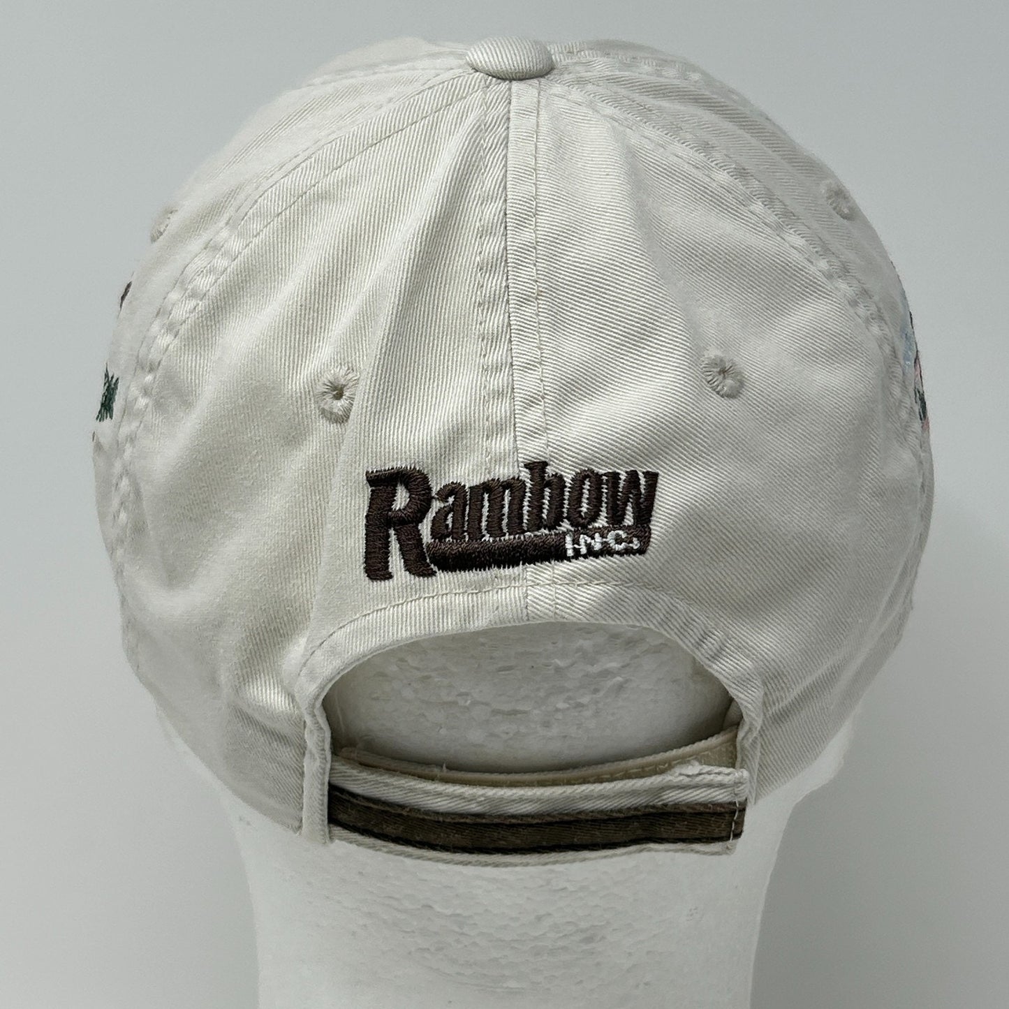 Vintage 90s Rambow Outfitters Hat Baseball Cap Hunting Hunter Beige Strapback