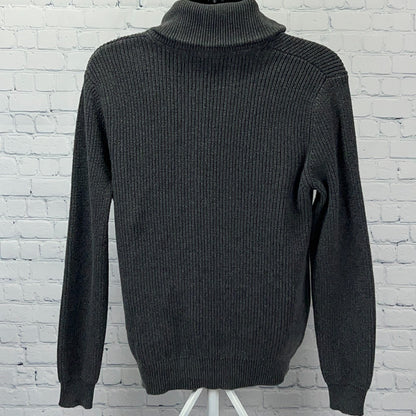 Sun + Stone Shawl Collar Cardigan Sweater Mens L Large Gray 100% Cotton Knit