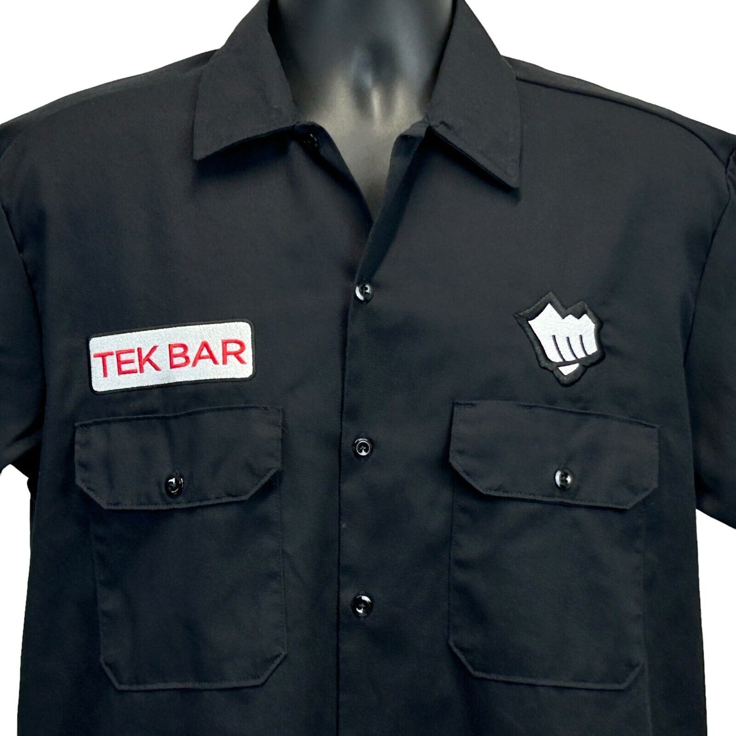 Camisa con botones delanteros Dickies Tek Bar de Riot Games para hombre, de color negro