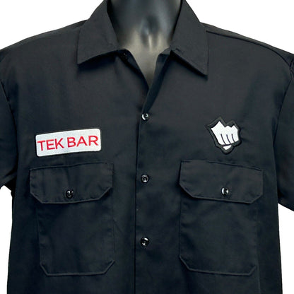 Riot Games Tek Bar Dickies 前扣衬衫 中号 视频游戏玩家 男式 黑色